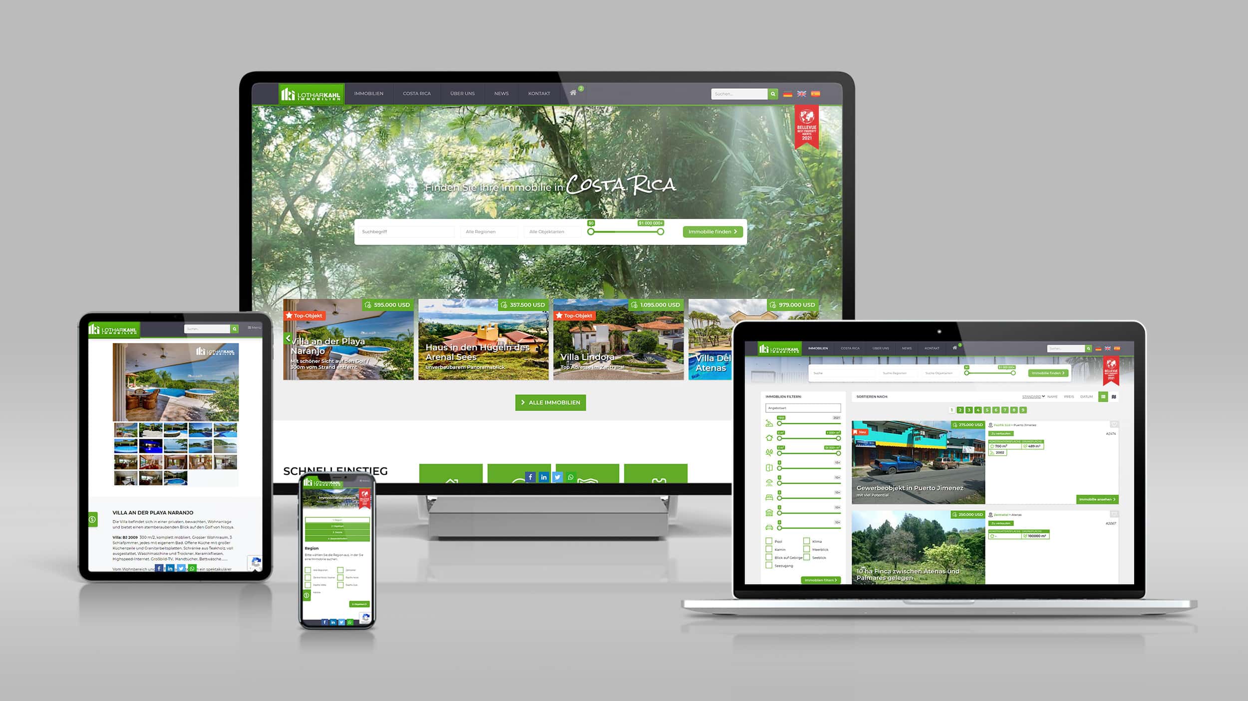 Costa Rica Immobilien Website